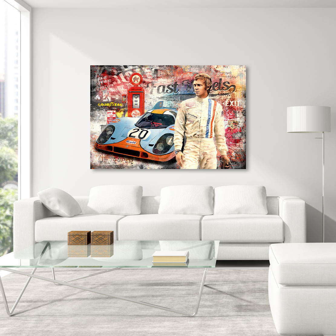 Leinwandbild Steve McQueen Fast Wheels Pop Art