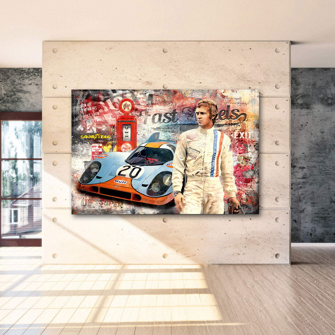 Leinwandbild Steve McQueen Fast Wheels Pop Art