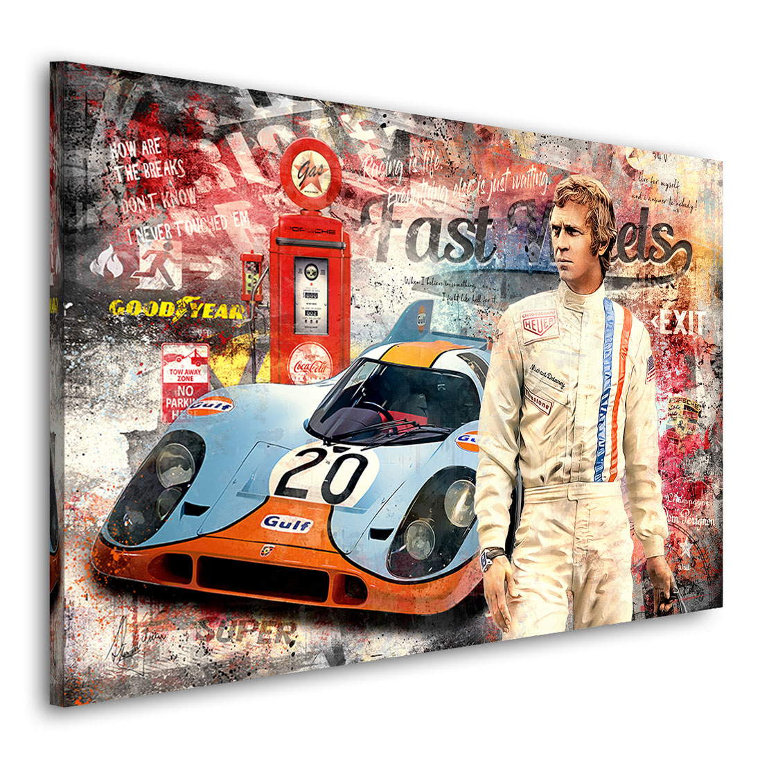 Leinwandbild Steve McQueen Fast Wheels Pop Art