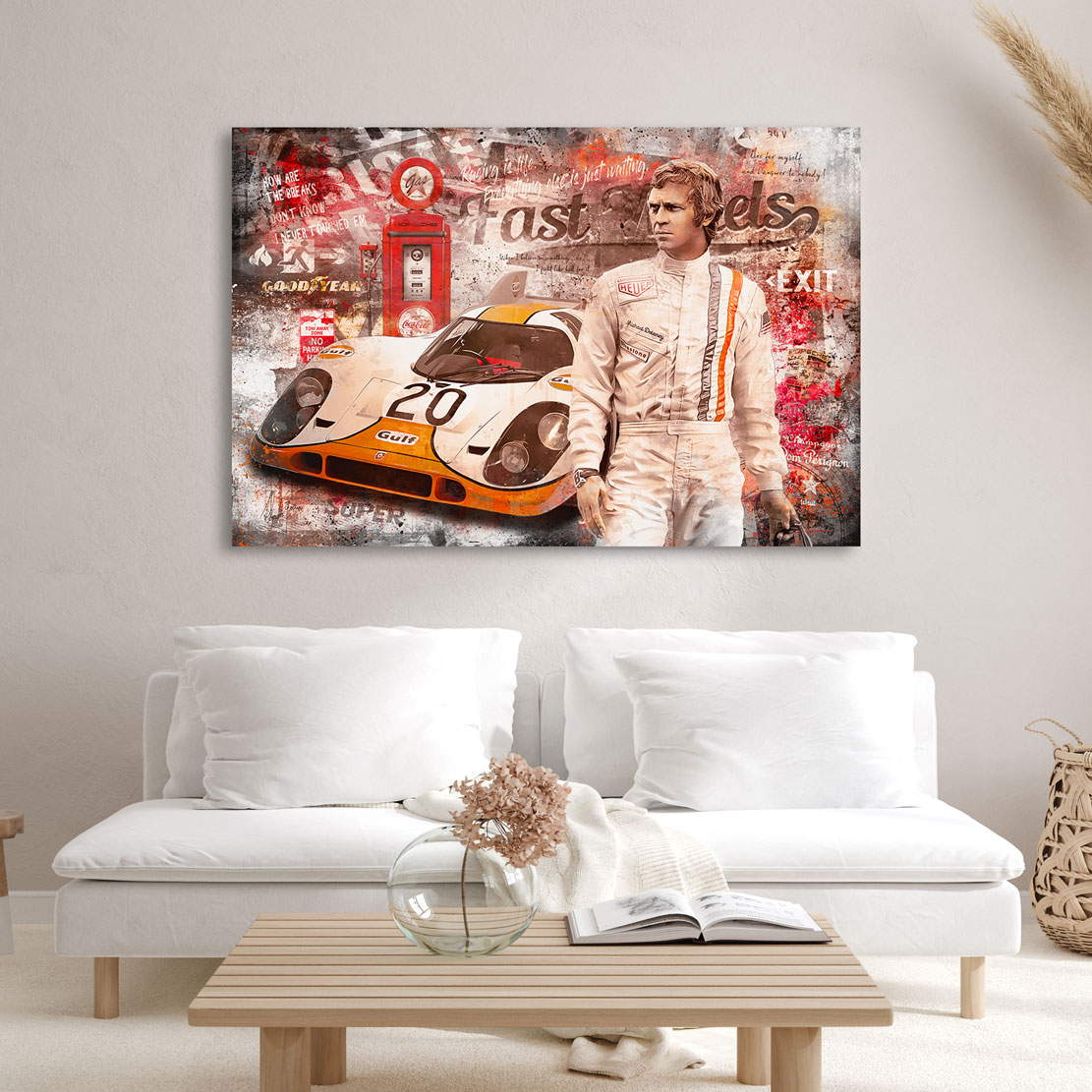 Leinwandbild Steve McQueen Fast Wheels Pop Art Vintage