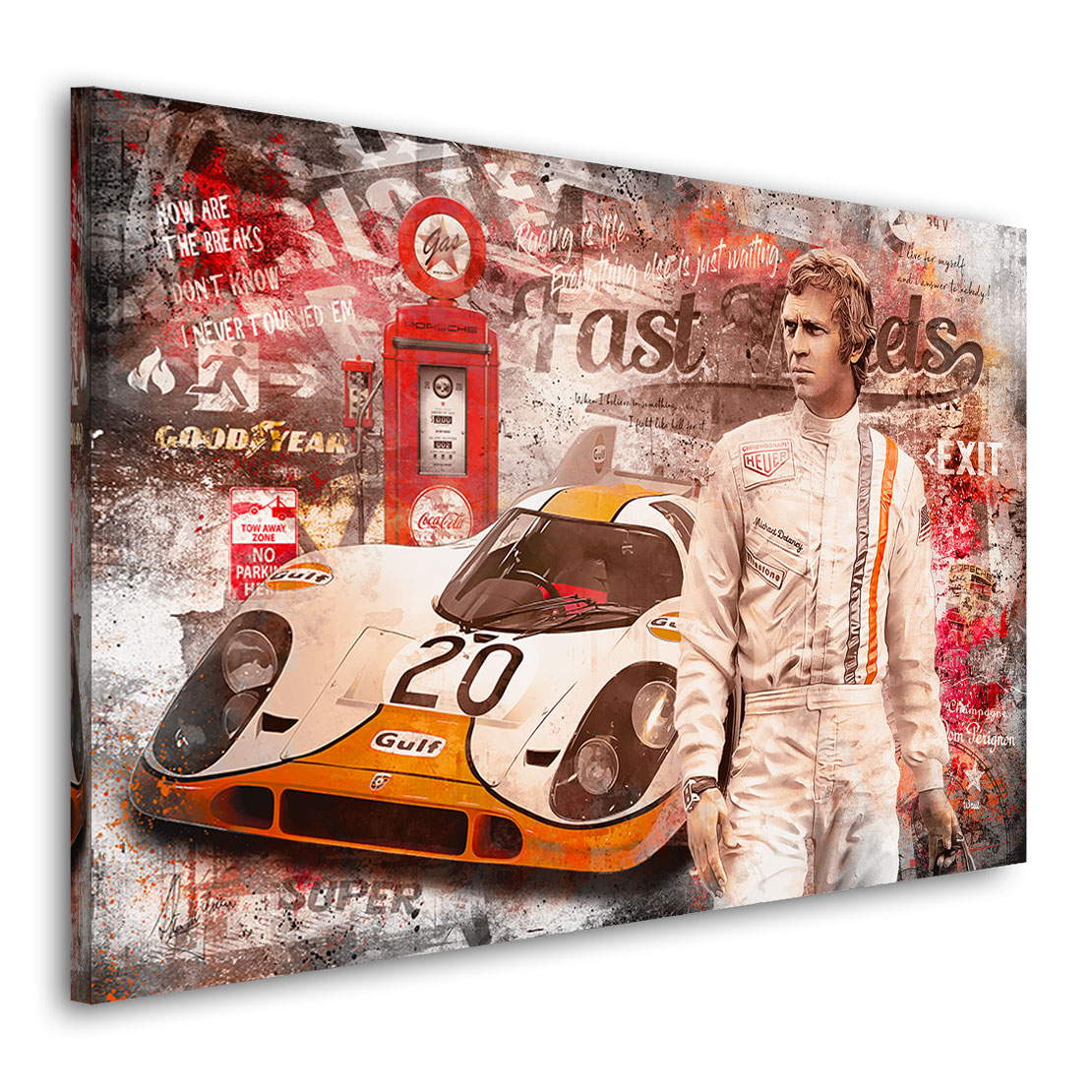 Leinwandbild Steve McQueen Fast Wheels Pop Art Vintage
