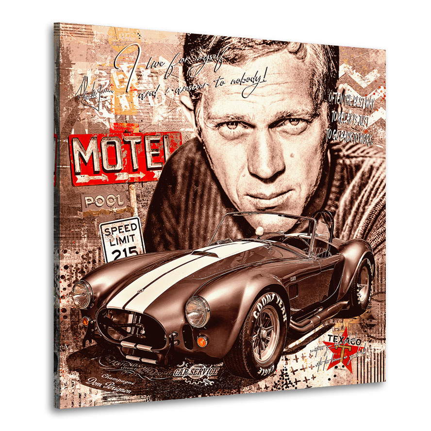 Auto Leinwandbild Steve McQueen Retro Pop Art AC Cobra