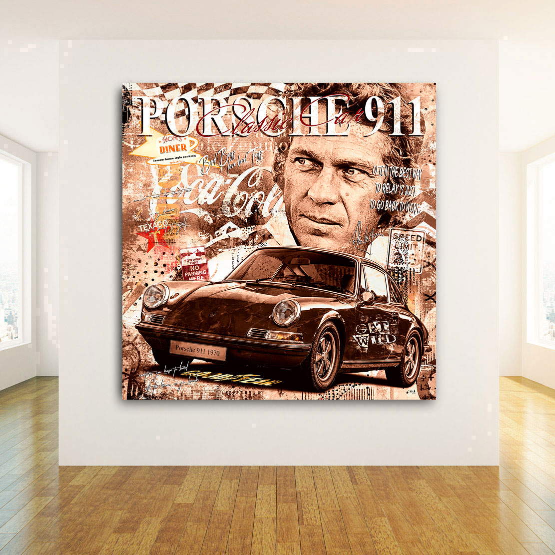 Auto Leinwandbild Steve McQueen Retro Pop Art Porsche 911