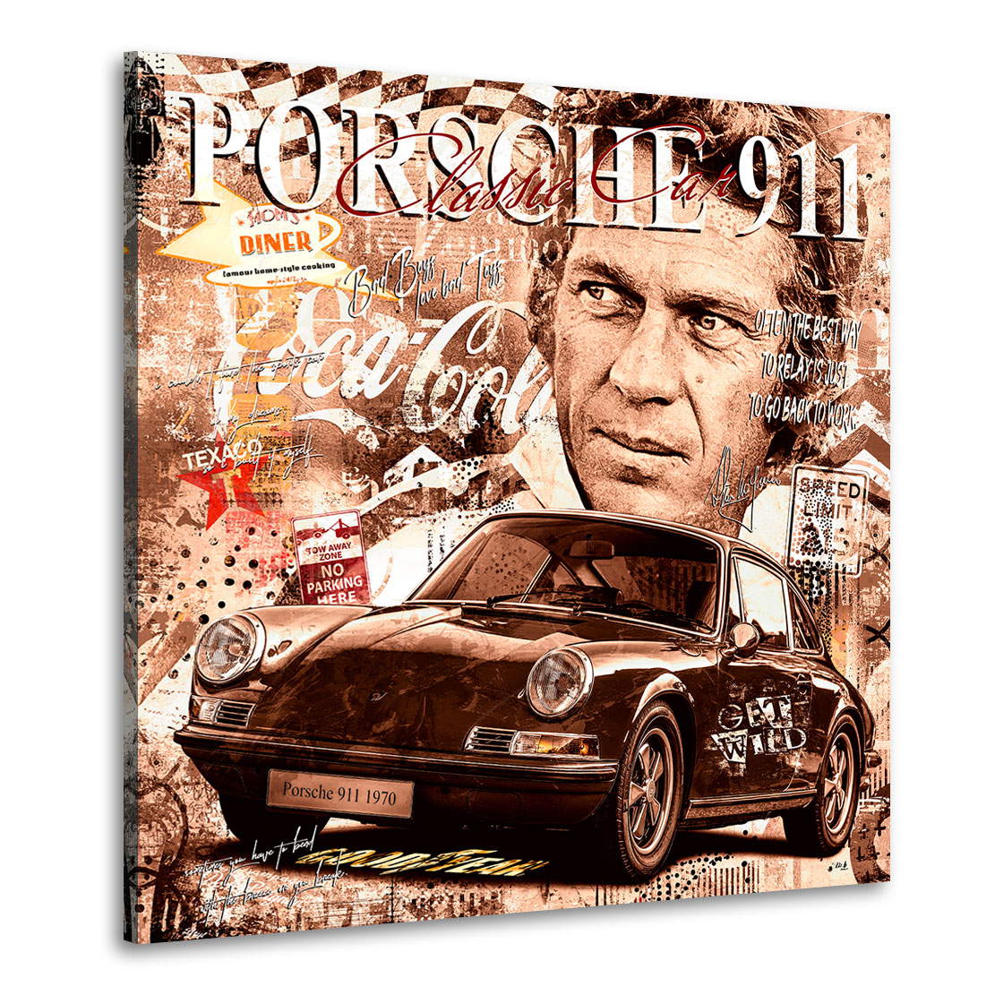 Auto Leinwandbild Steve McQueen Retro Pop Art Porsche 911