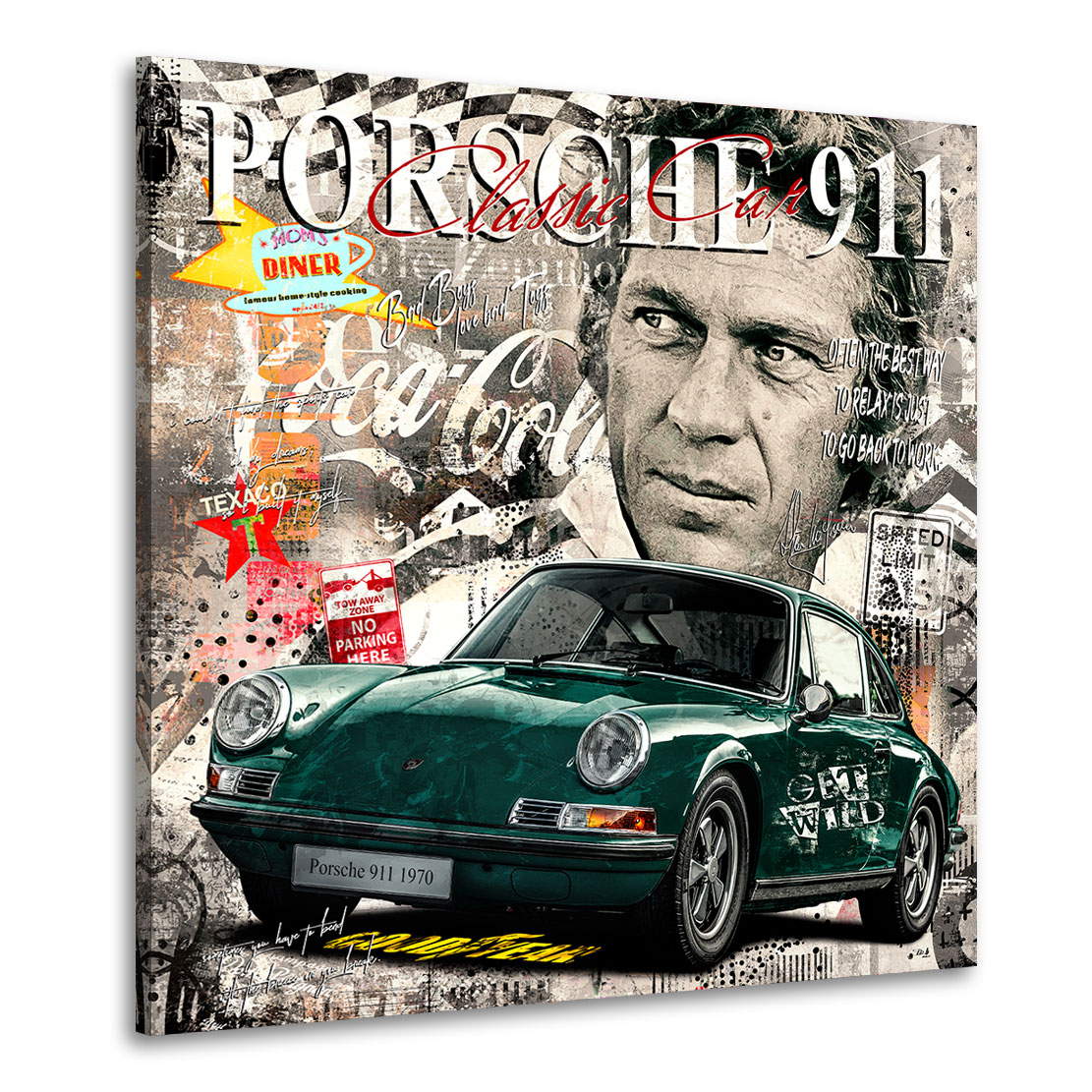 Auto Leinwandbild Steve McQueen Pop Art Porsche 911