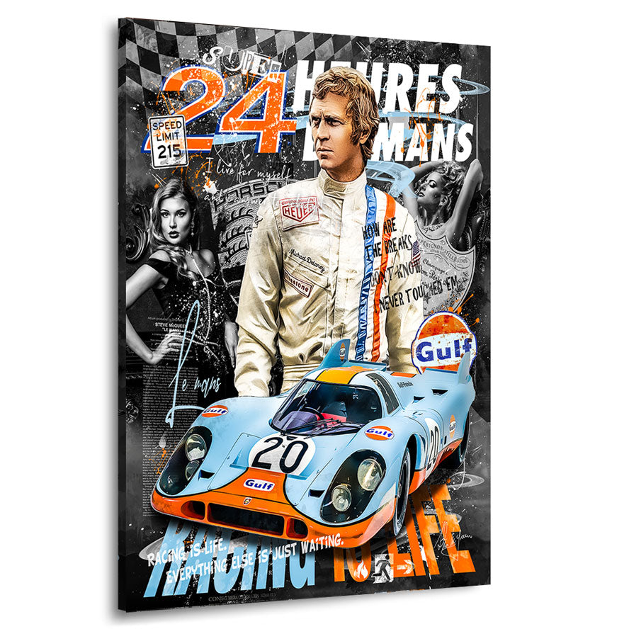 Pop Art Wandbild Steve McQueen Le Mans Porsche