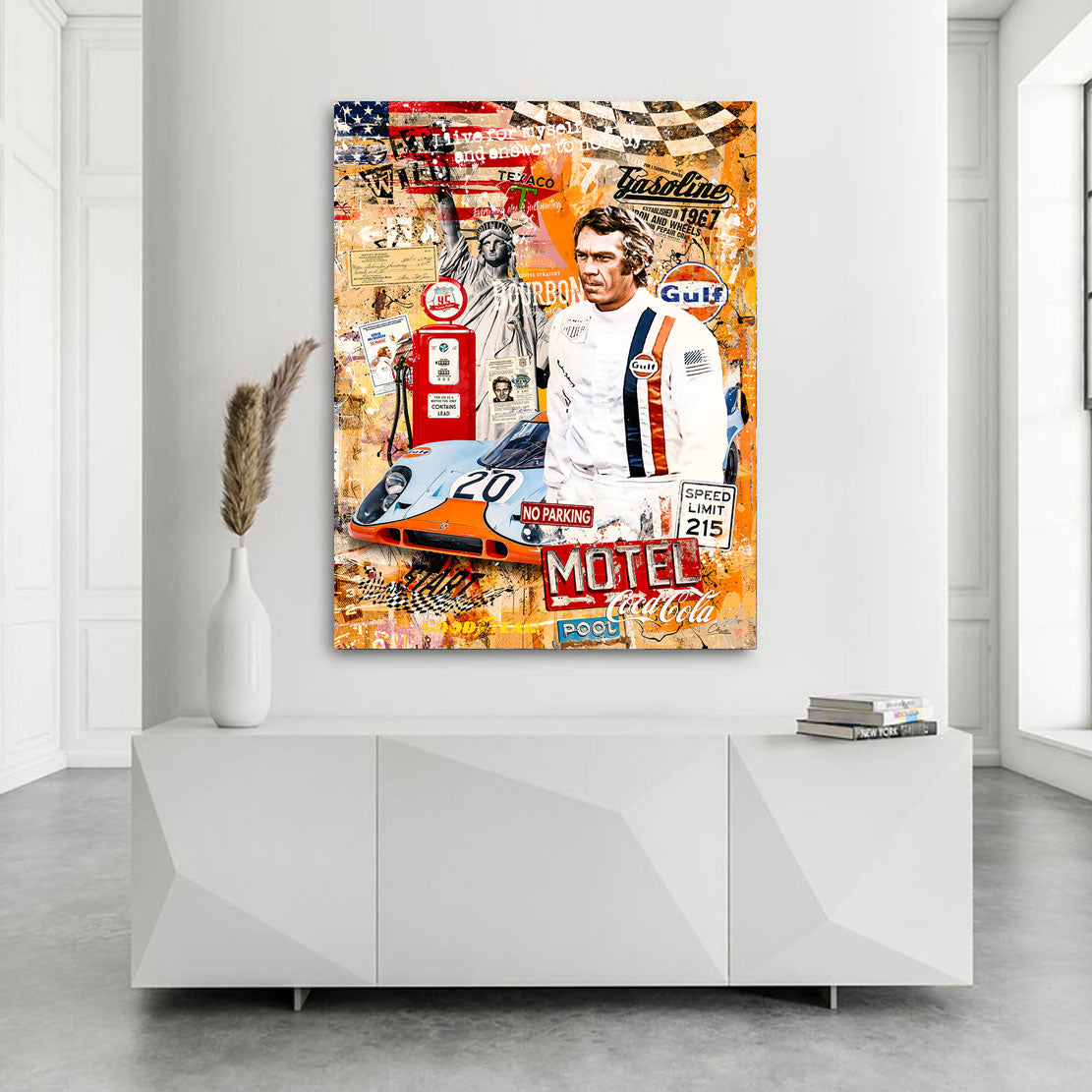 Pop Art Wandbild Steve McQueen Racing Style