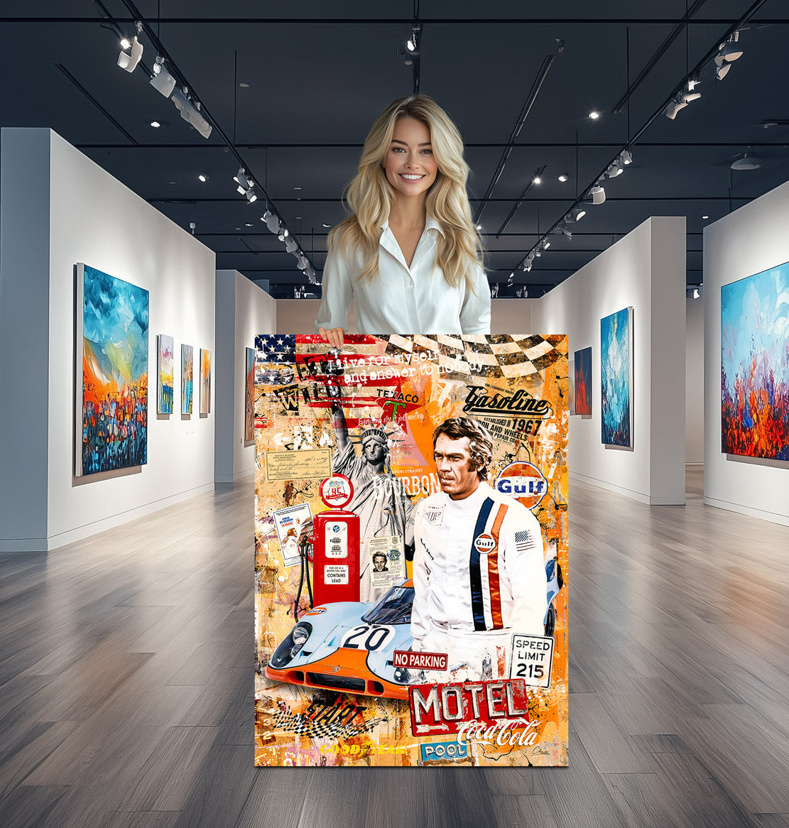 Pop Art Wandbild Steve McQueen Racing Style