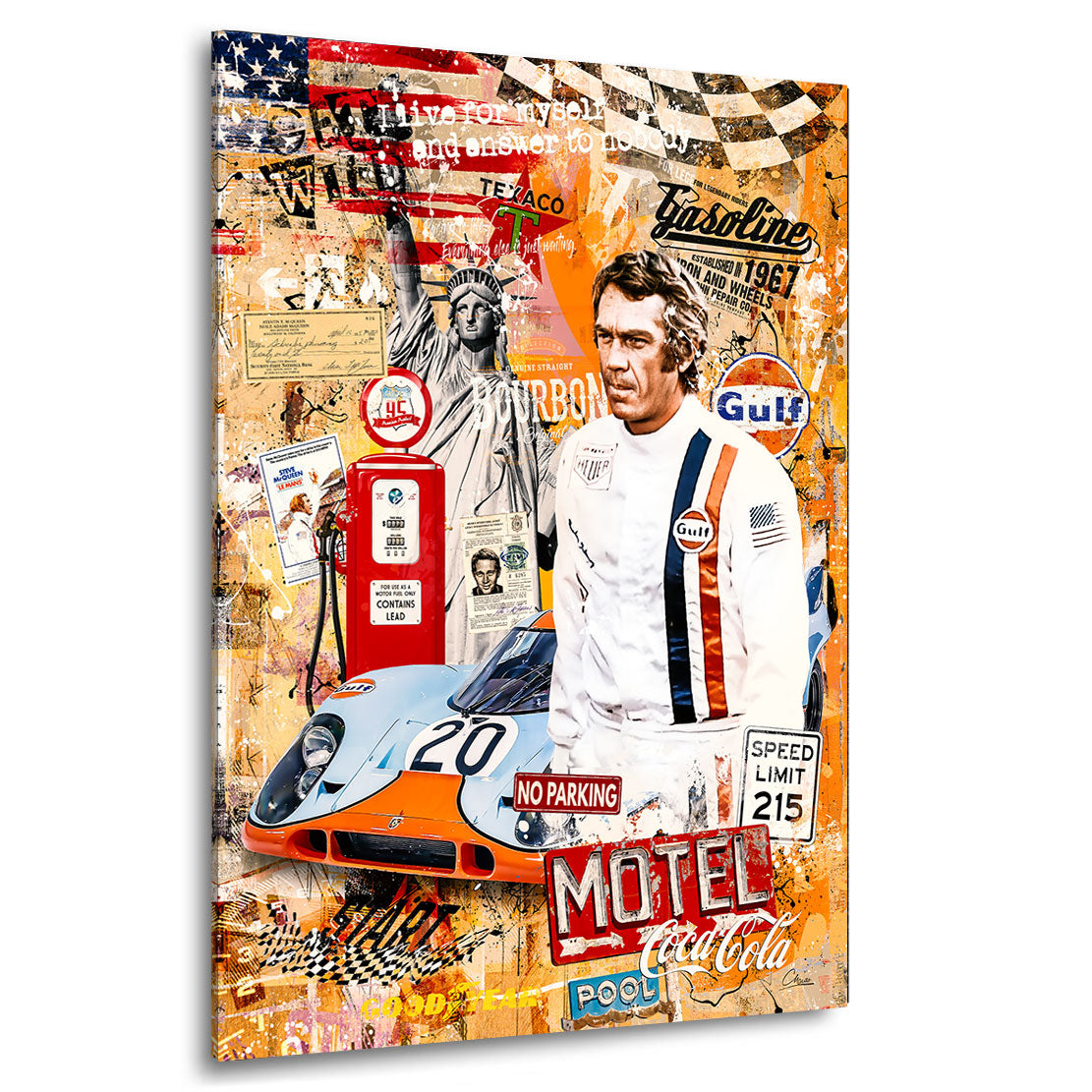 Pop Art Wandbild Steve McQueen Racing Style