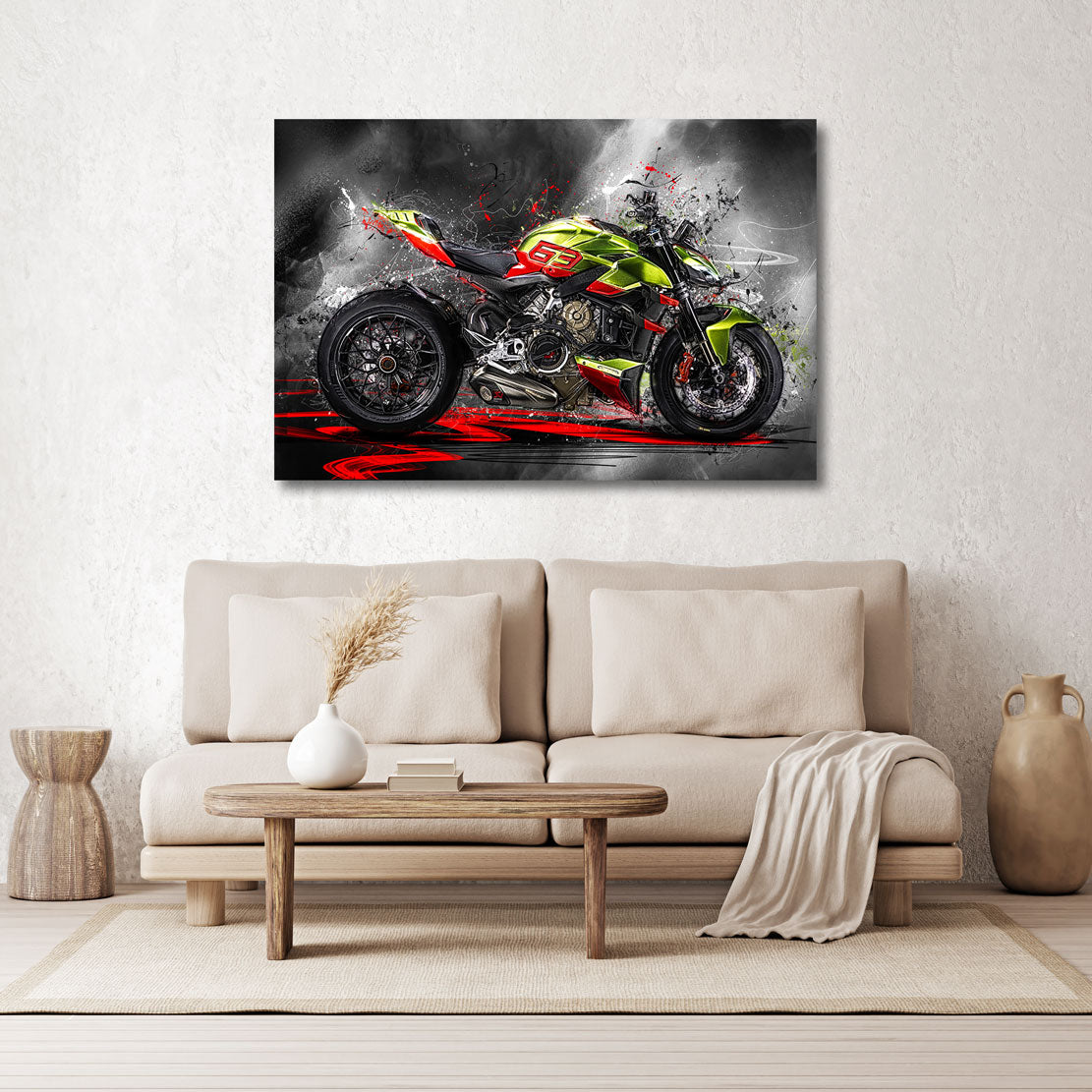 Motorrad Wandbild Ducati Steetfighter Lambo Dark Style