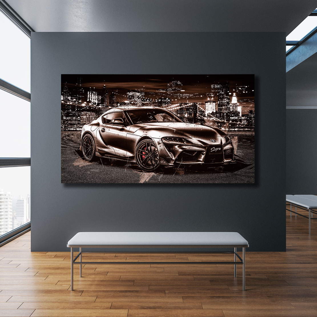 Auto Wandbild Leinwandbild Toyota Supra Vintage Style