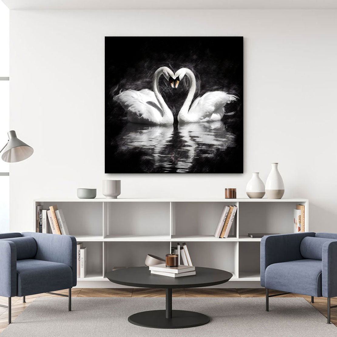 Tier Wandbild Schwanen-Pärchen