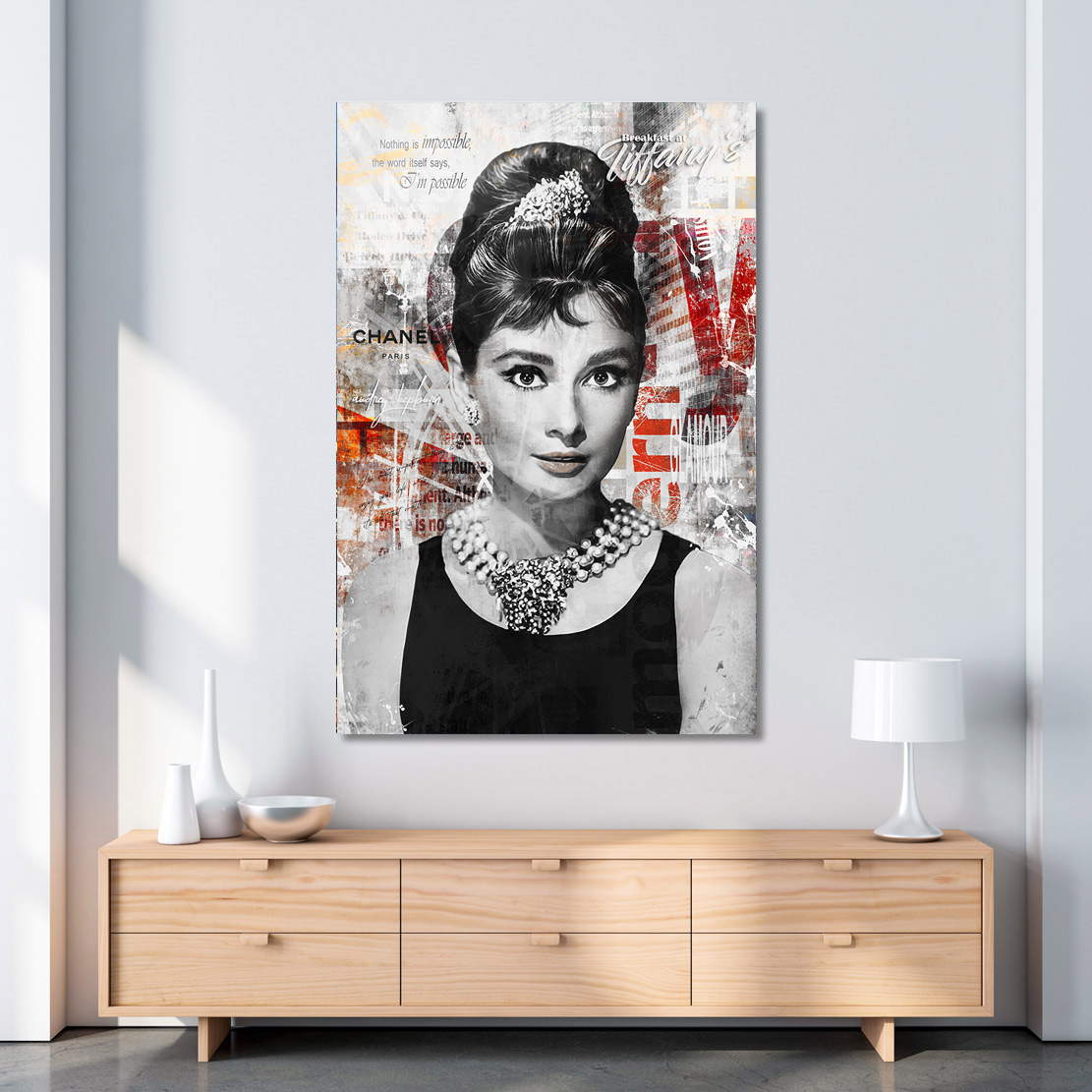 Wandbild Leinwandbild Audrey Hepburn Pop Art Black & White