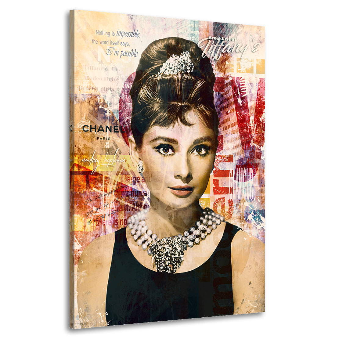 Wandbild Leinwandbild Audrey Hepburn Pop Art Color