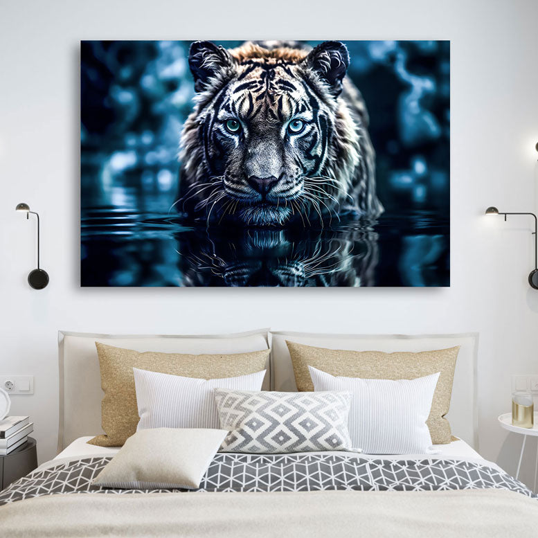 Tier Wandbild Tiger im Wasser