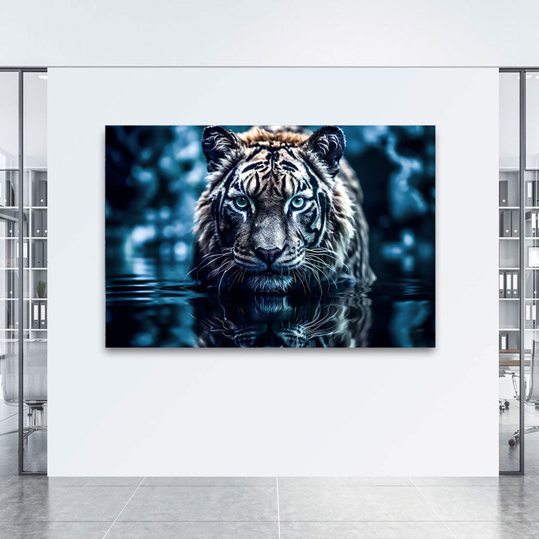 Tier Wandbild Tiger im Wasser