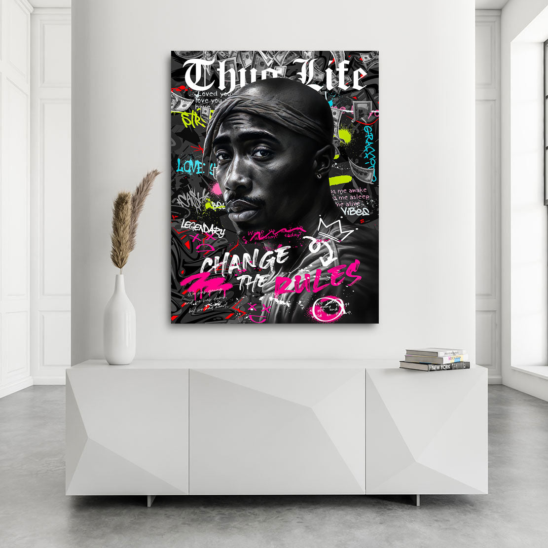 Lifestyle Leinwandbild Tupac Thug Live Pop Art