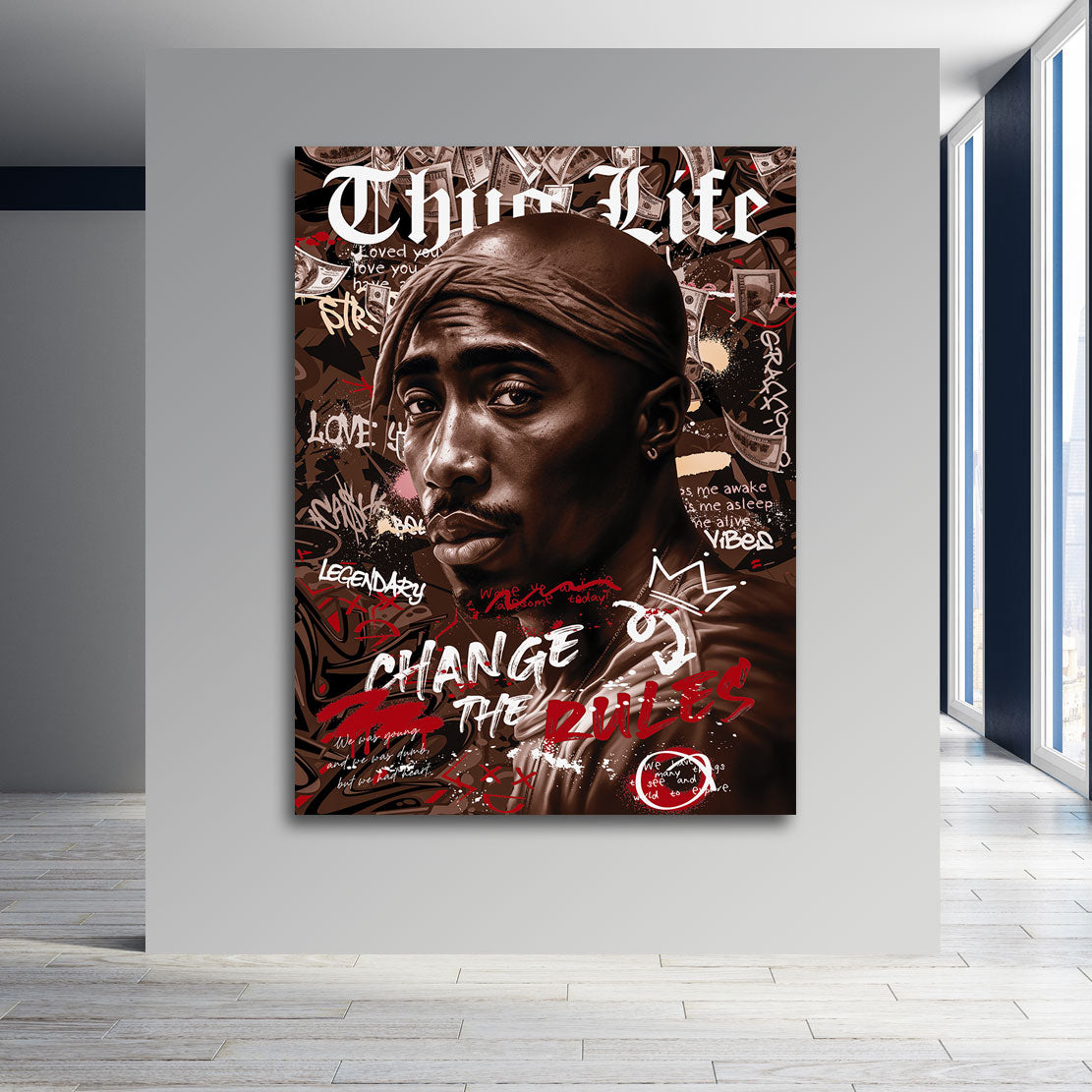 Lifestyle Leinwandbild Tupac Thug Live Retro Style