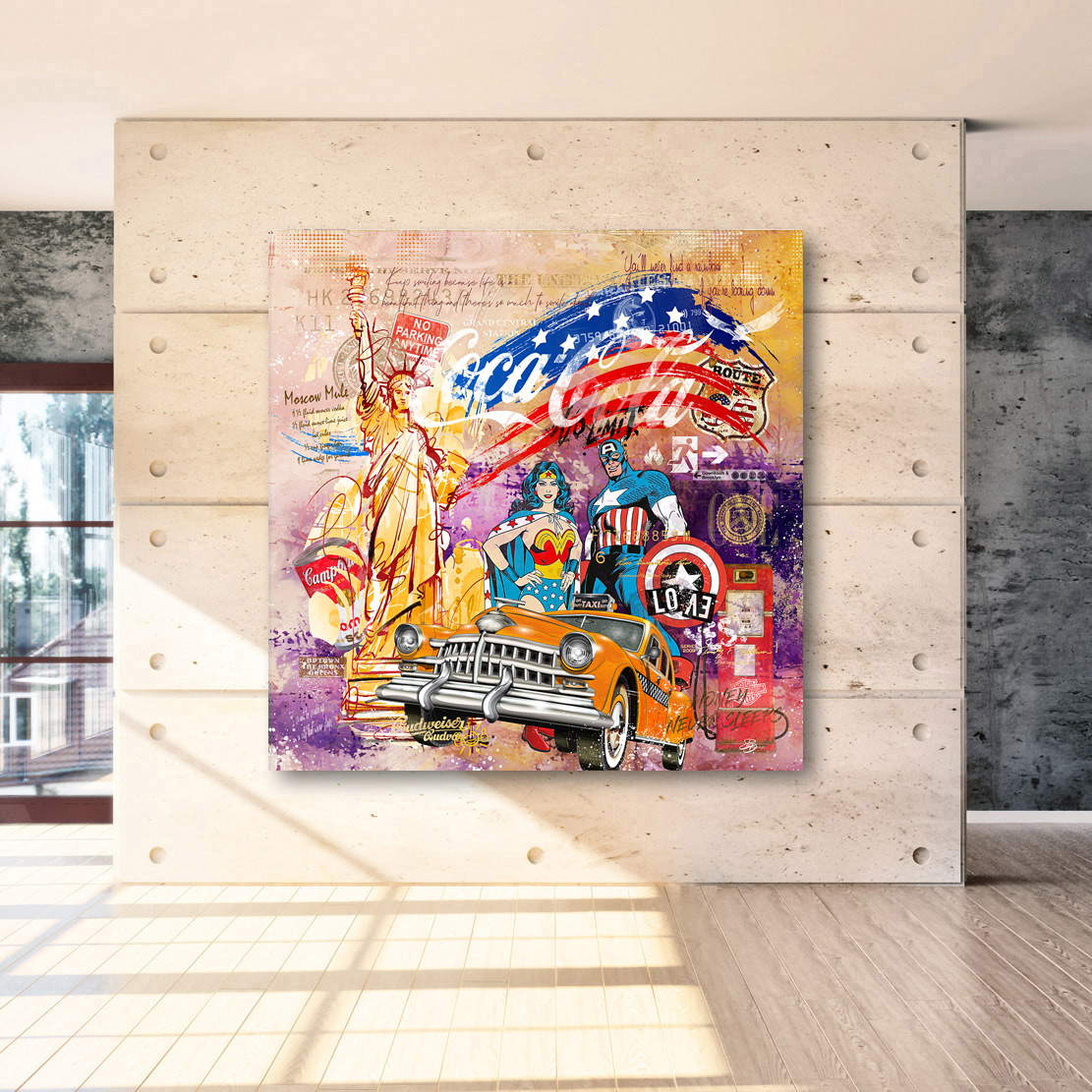 Leinwandbild Amerika im Pop Art Stil