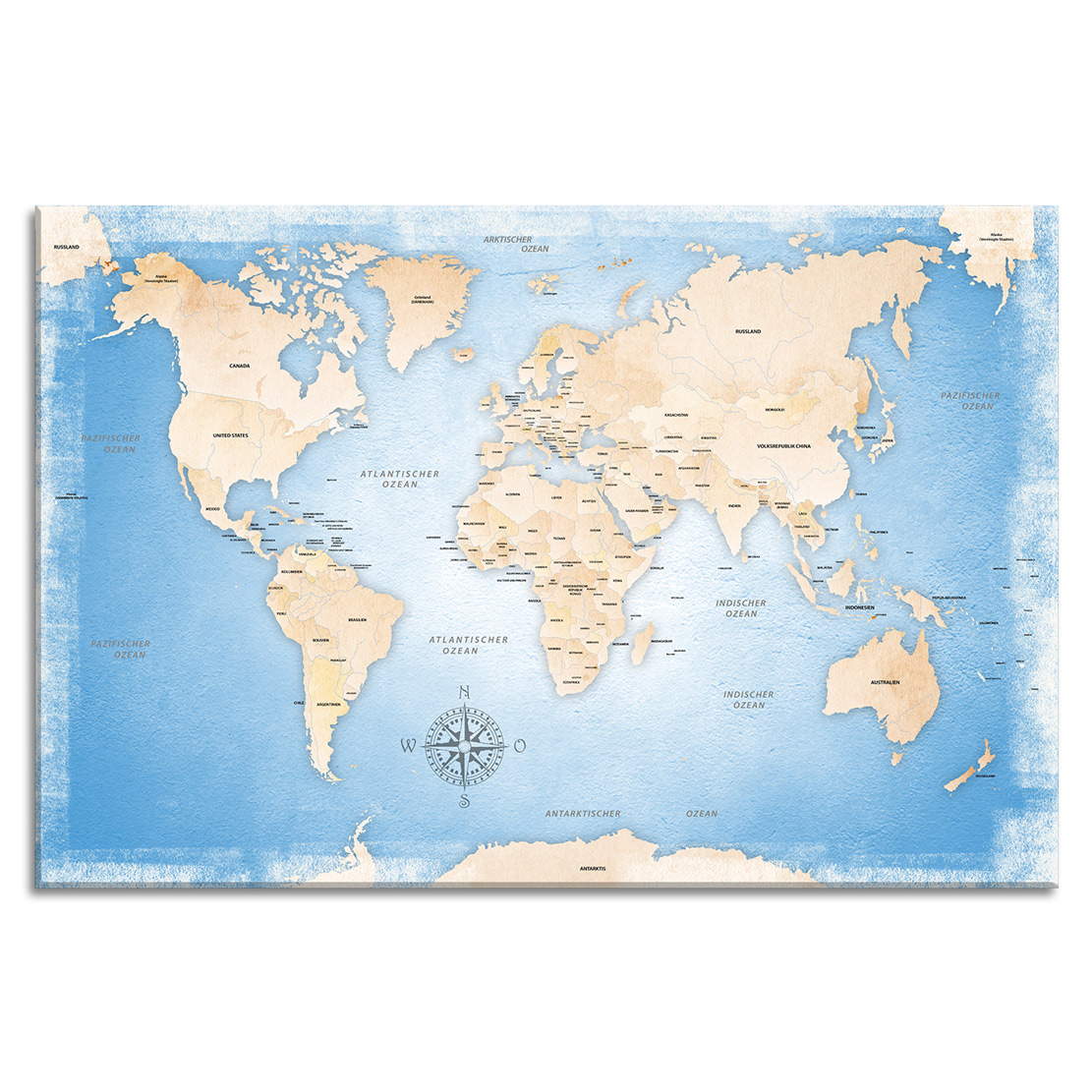 Wandbild Leinwandbild Weltkarte Himmelblau