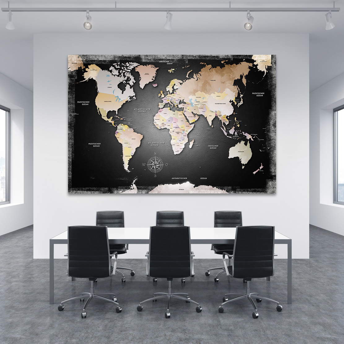 Wandbild Leinwandbild Weltkarte Dark