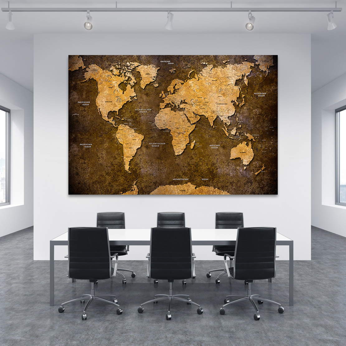 Wandbild Leinwandbild Weltkarte Yellow Stone
