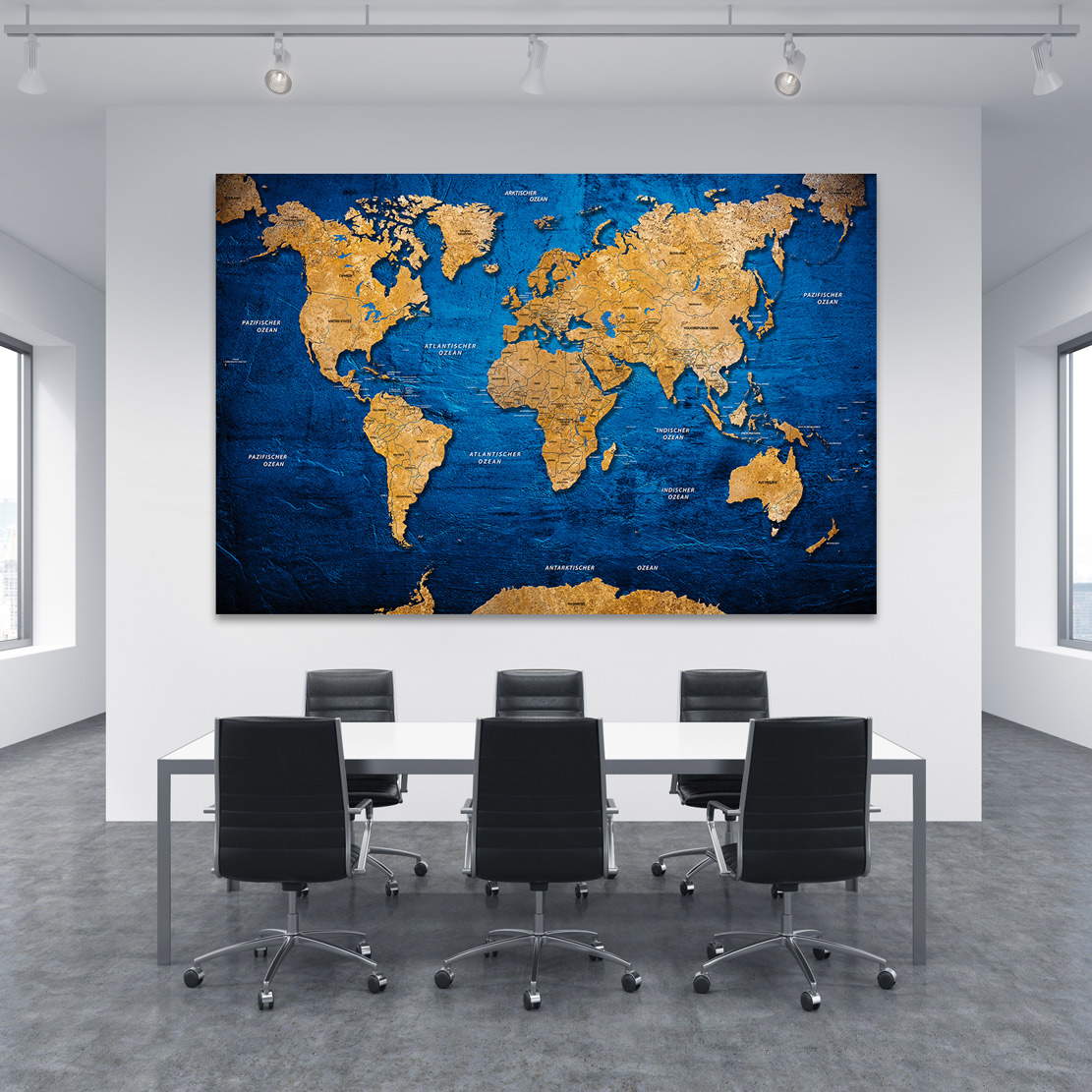 Wandbild Leinwandbild Weltkarte Blue Stone