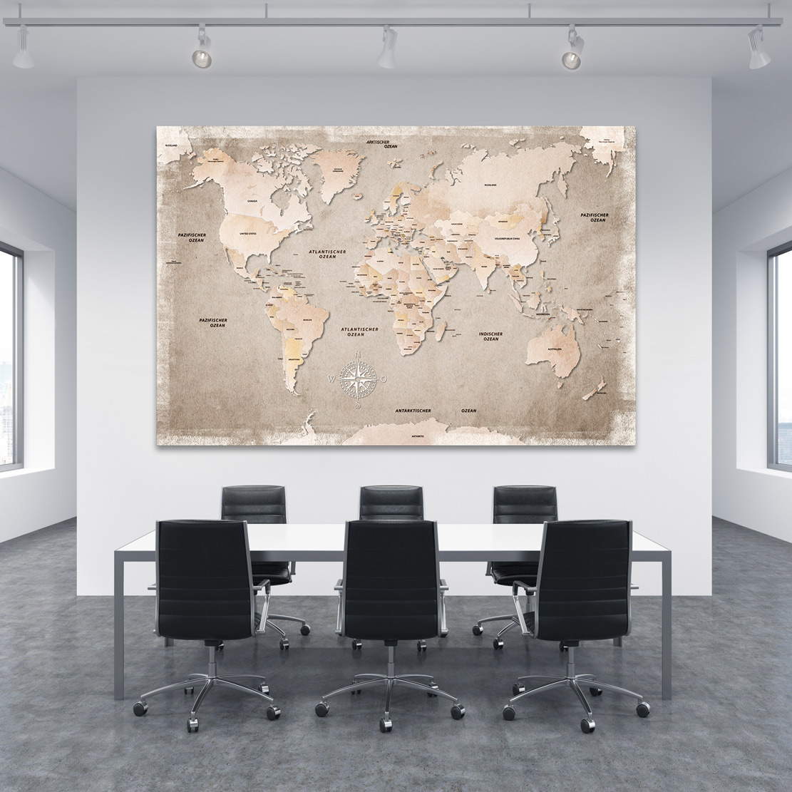 Wandbild Leinwandbild Weltkarte Desert