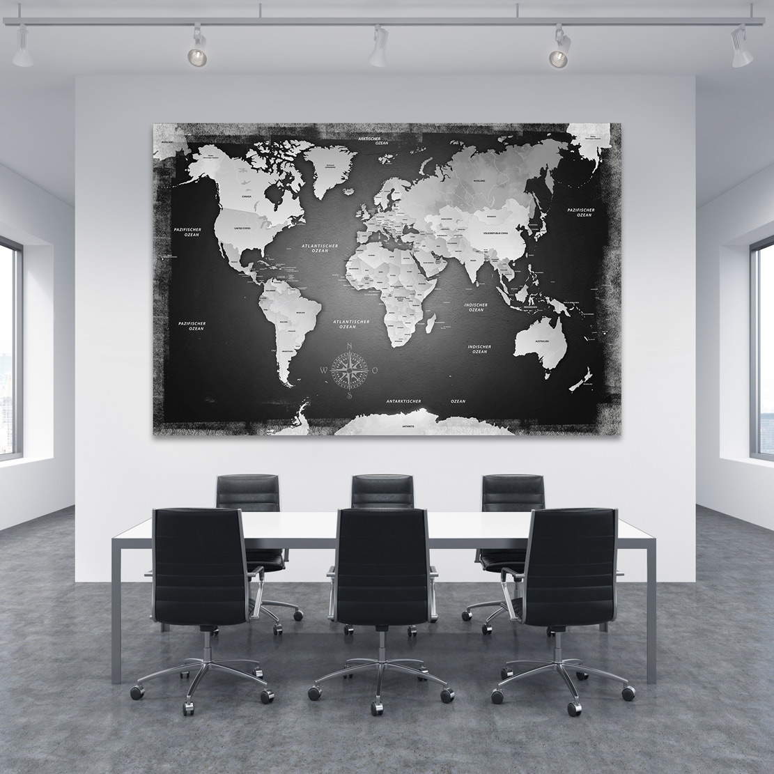 Wandbild Leinwandbild Weltkarte Black Stone