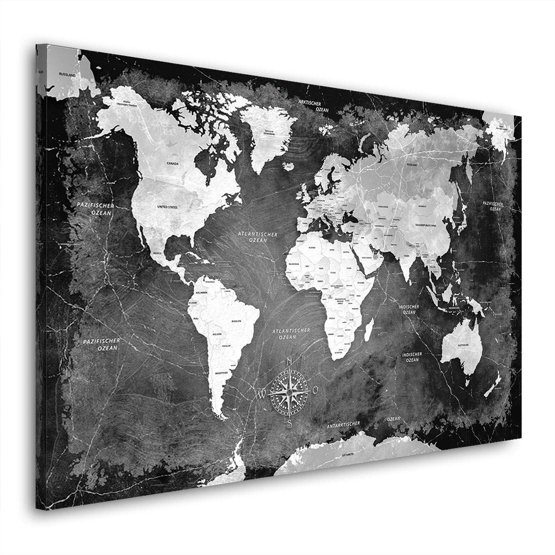 Wandbild Leinwandbild Weltkarte black Stone