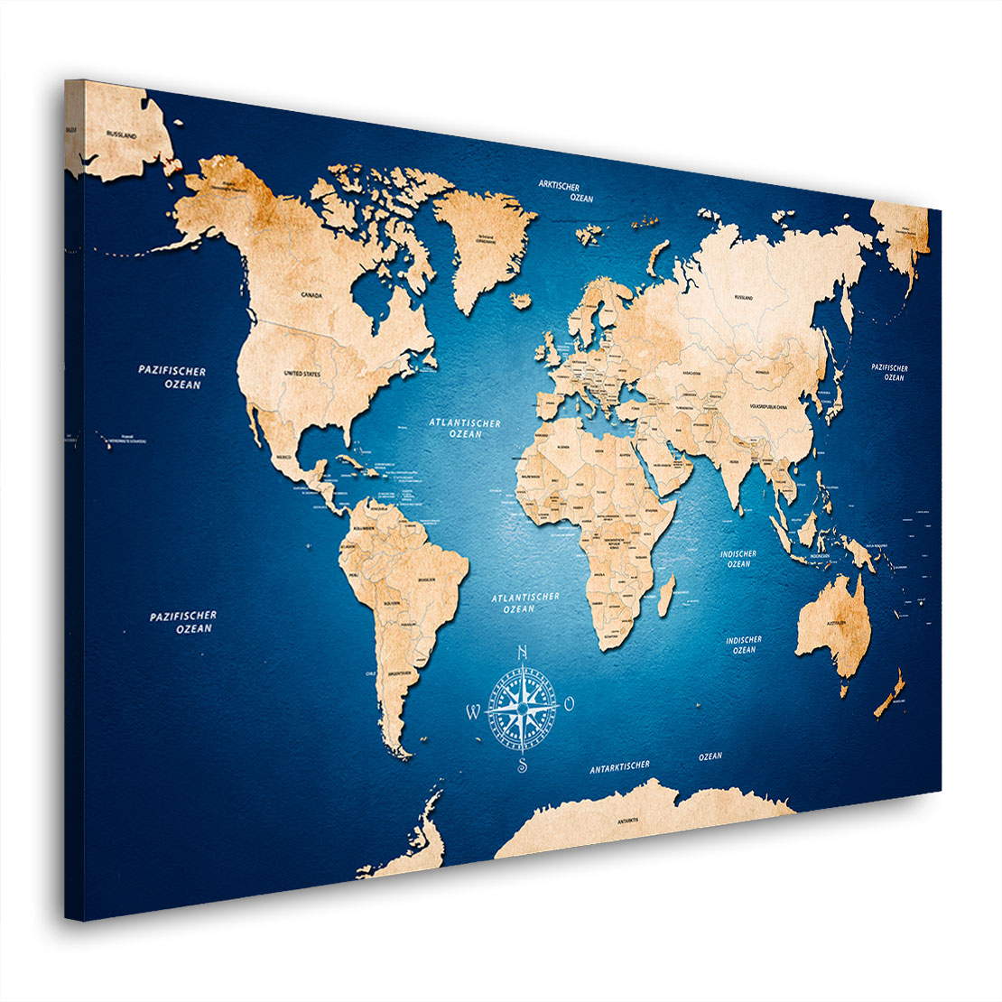 Wandbild Leinwandbild Weltkarte Shining Blue