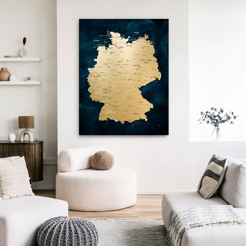 Deutschland Karte Ocean Style Wandbild