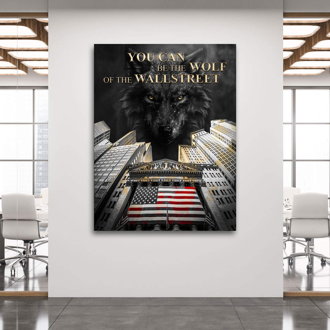 Motivations Leinwandbild You Can Wallstreet Wolf Black Style