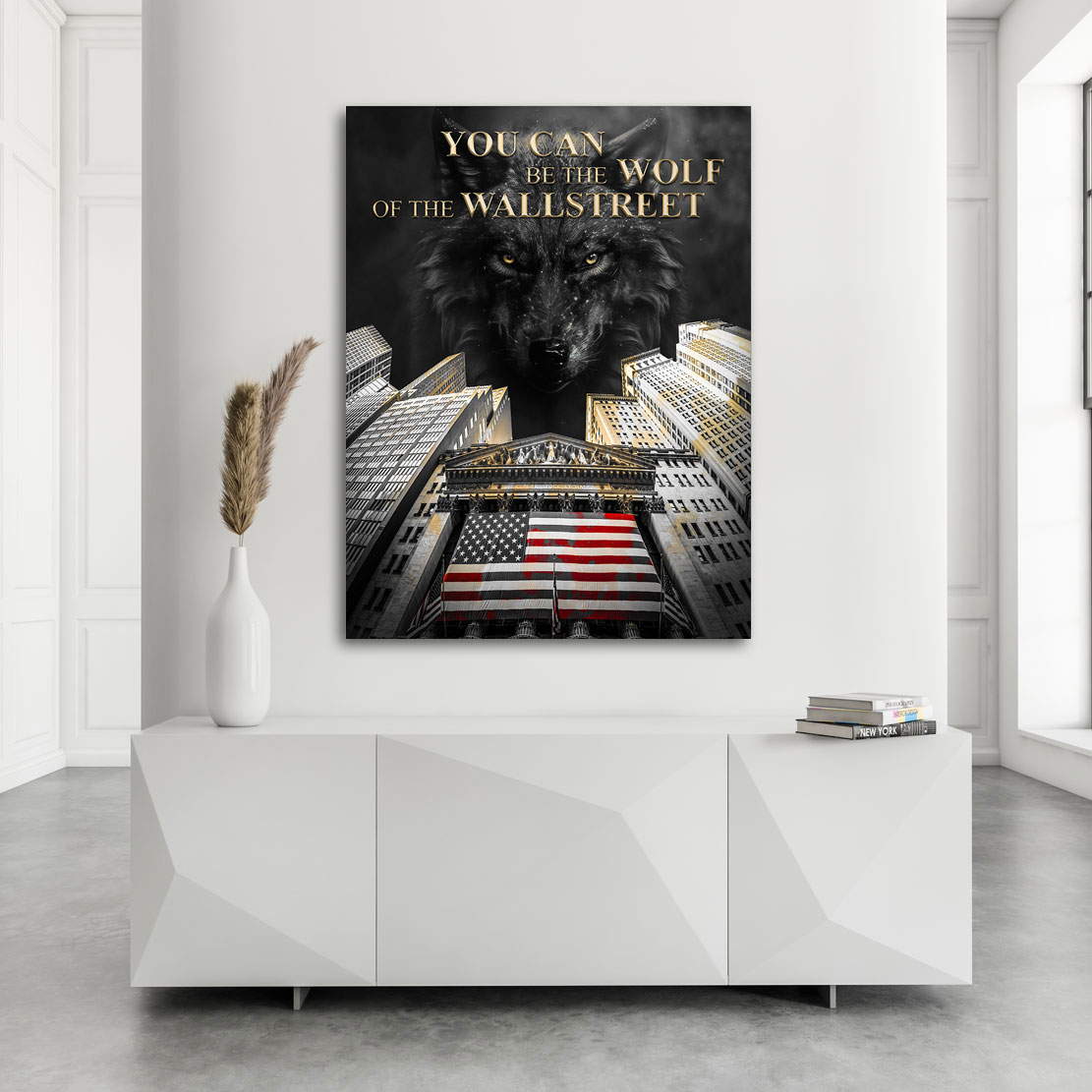 Motivations Leinwandbild You Can Wallstreet Wolf Black Style