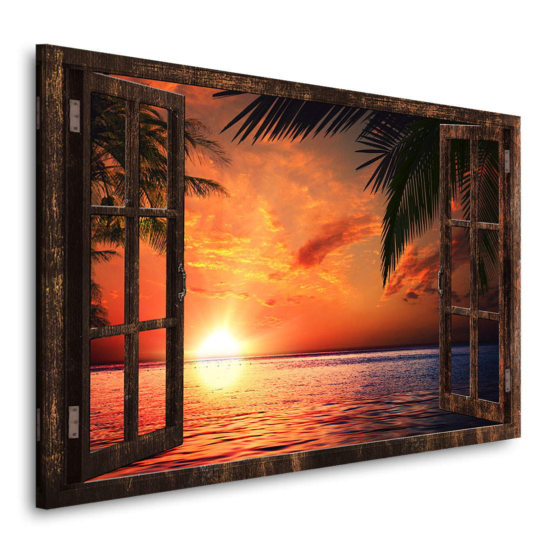 Wandbild Sonnenuntergang Fensterblick