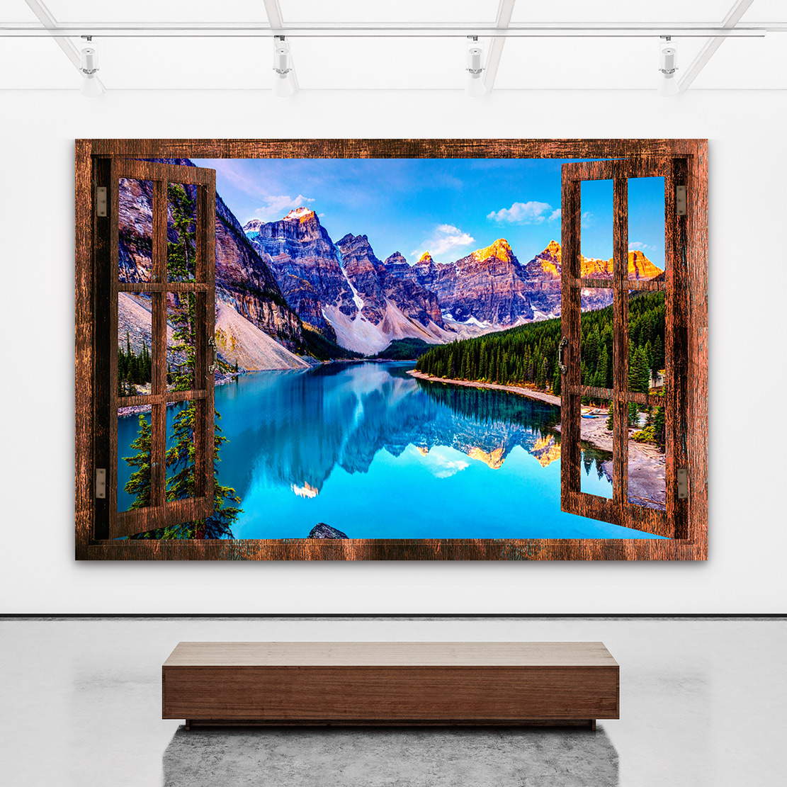 Wandbild Bergsee Fensterblick