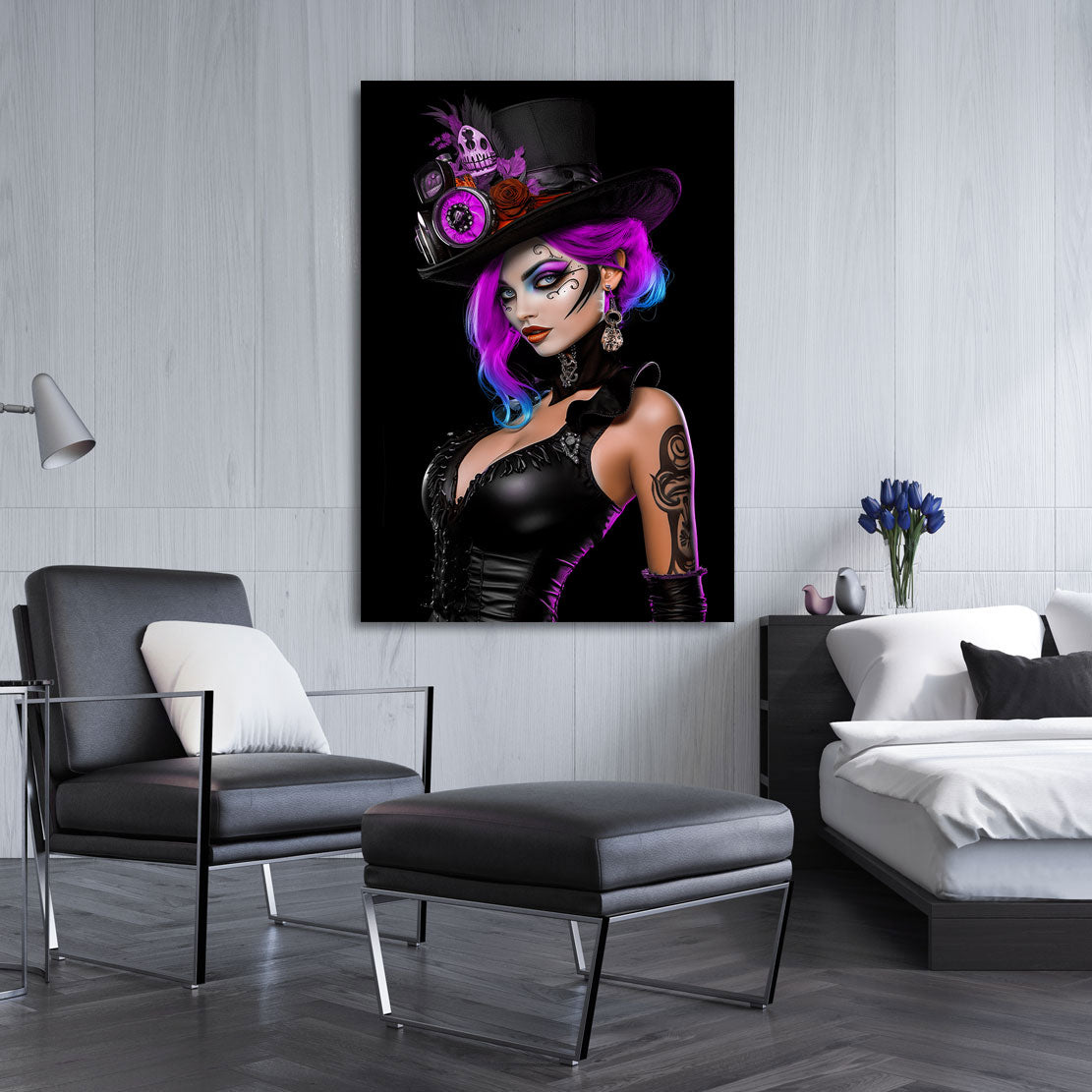 Wandbild Pink Gothic Girl