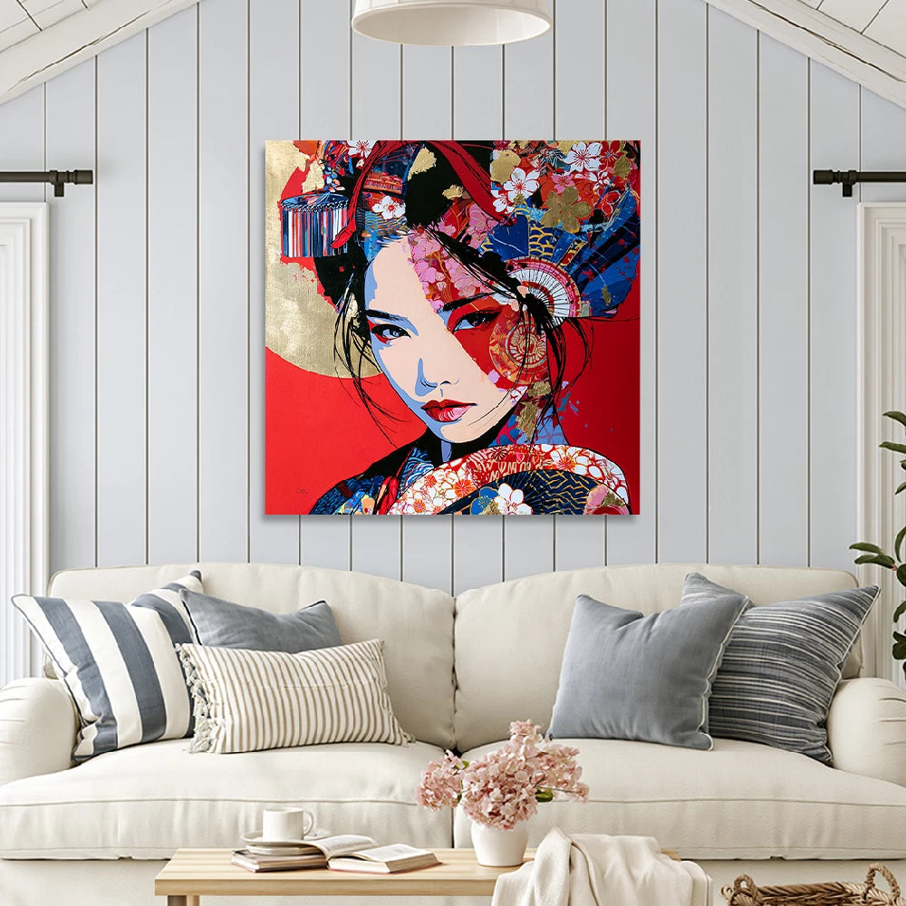 Geisha Red Blossom Wandbild
