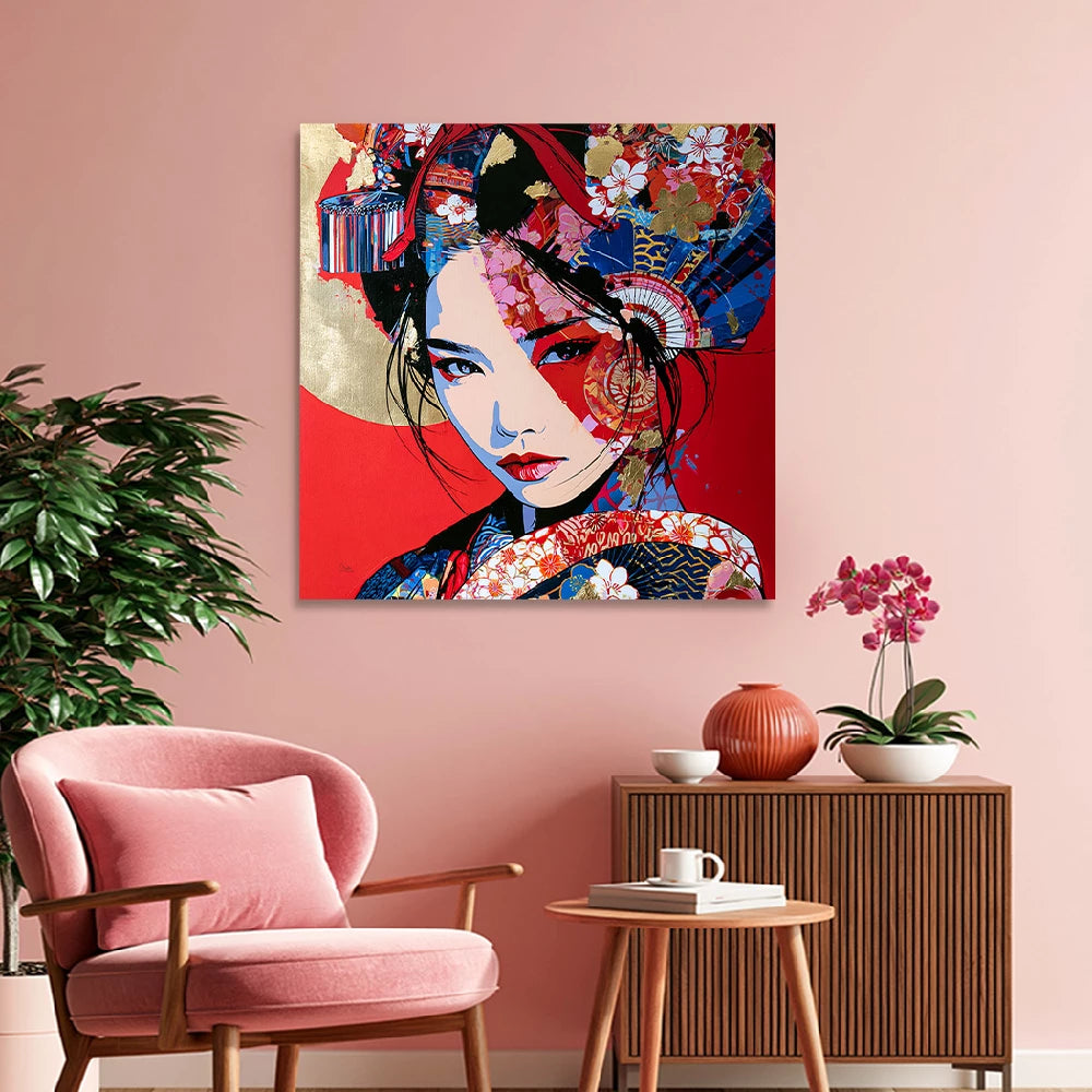 Geisha Red Blossom Wandbild