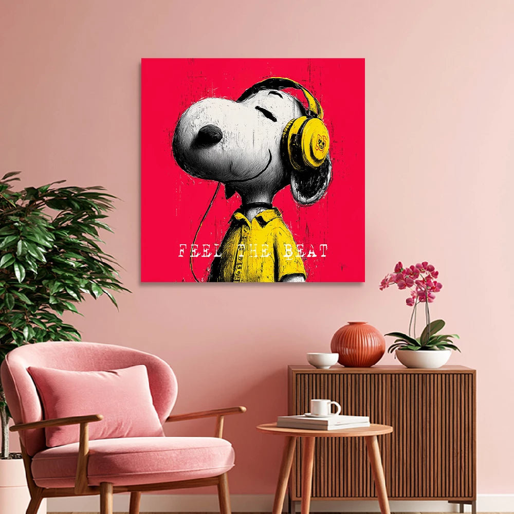 Snoopy Feel The Beat Wandbild