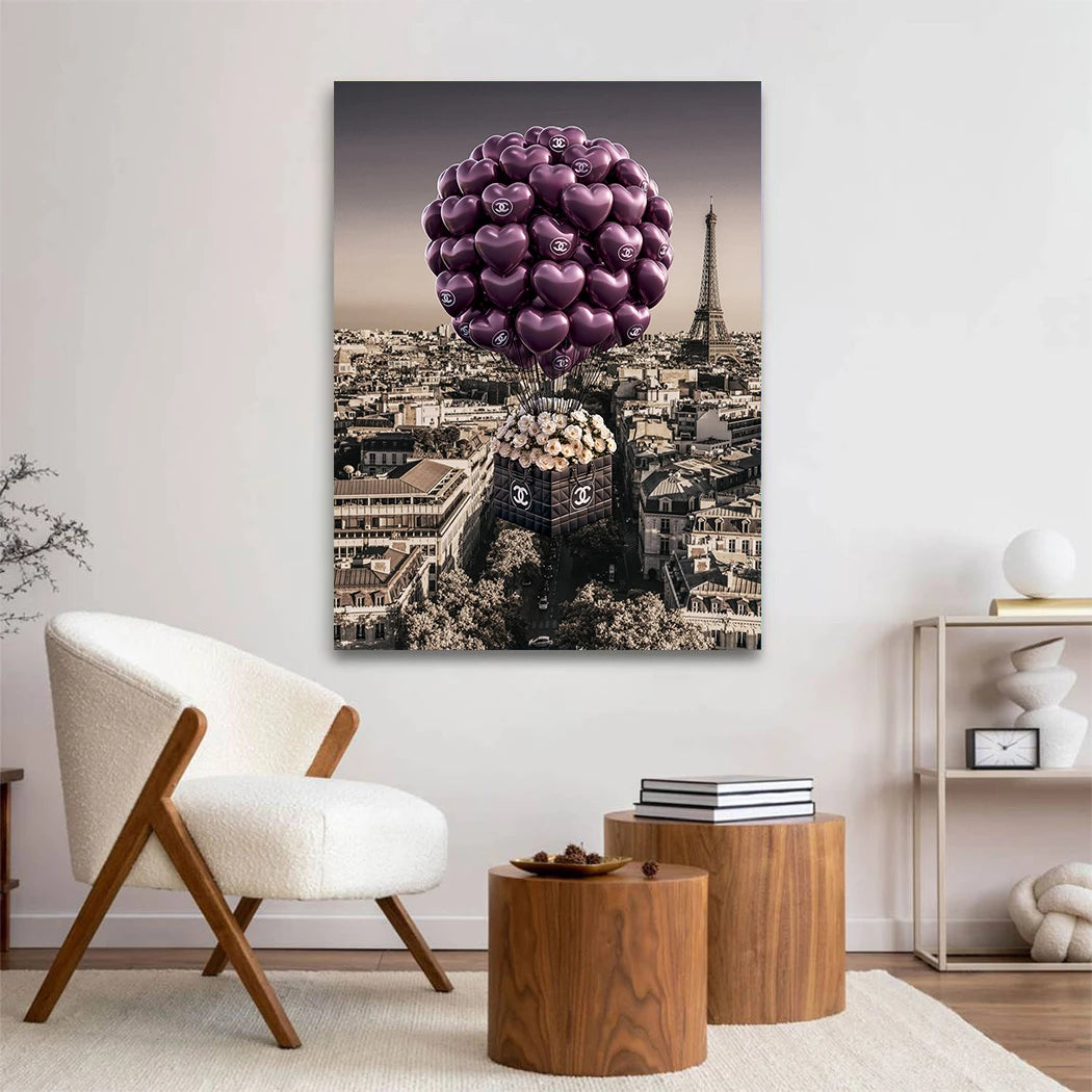 Paris Herzballons Wandbild