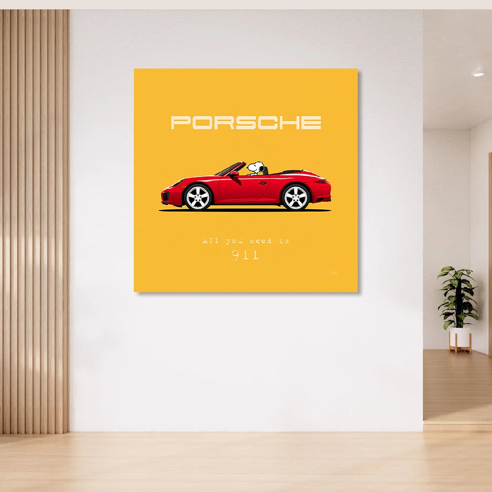 Snoopy Porsche 911 Wandbild