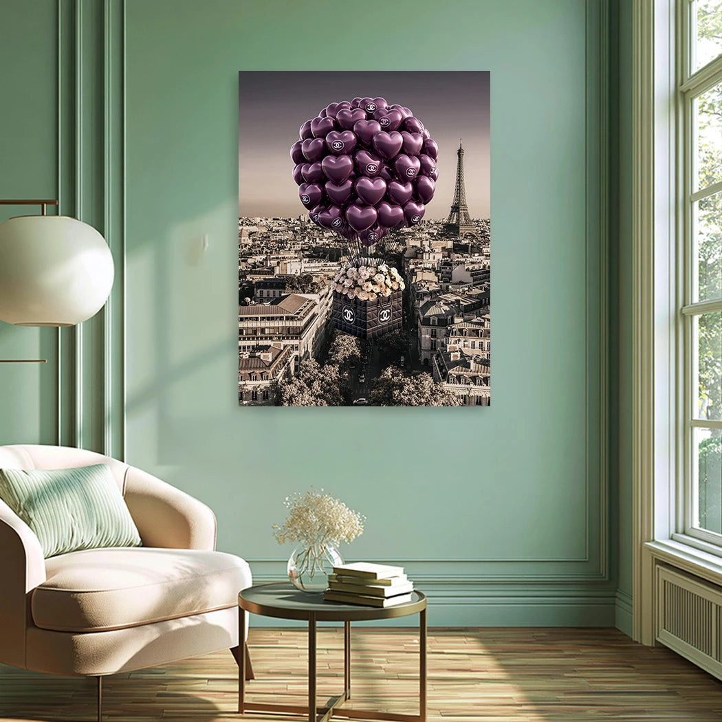 Paris Herzballons Wandbild