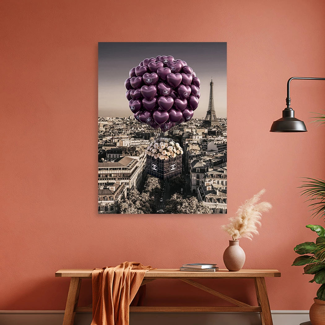 Paris Herzballons Wandbild