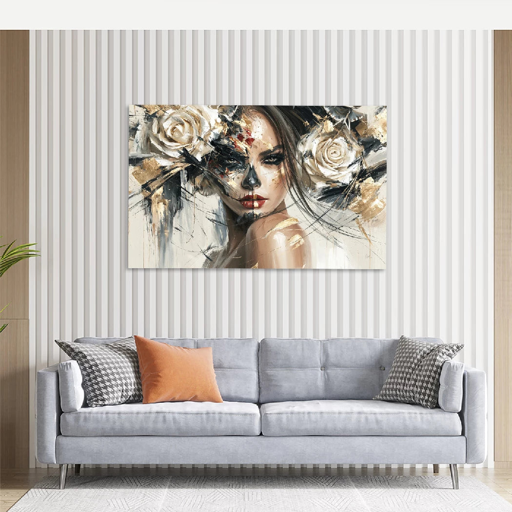 La Catrina Rosengold Wandbild