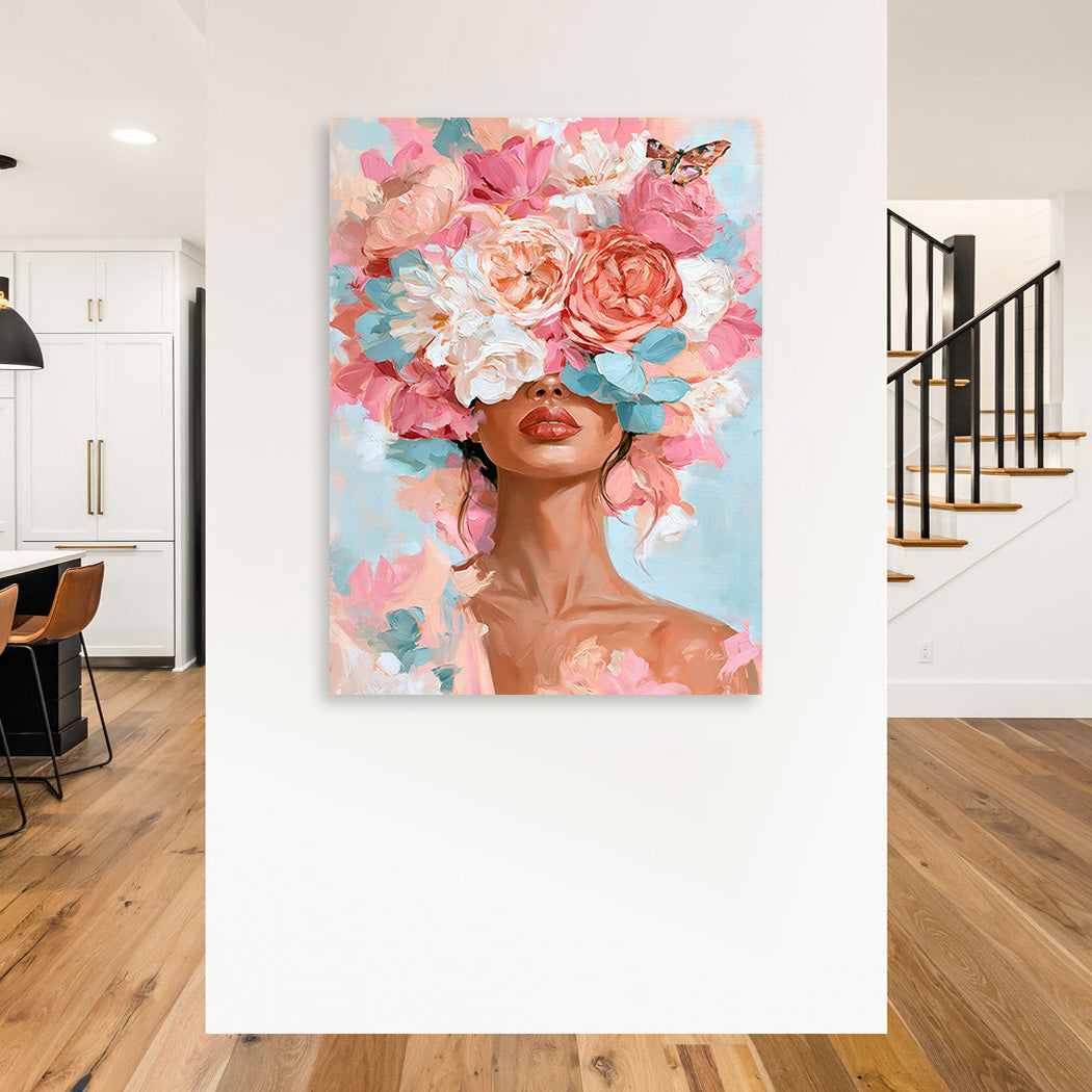 Blumenfrau Rosentraum Wandbild