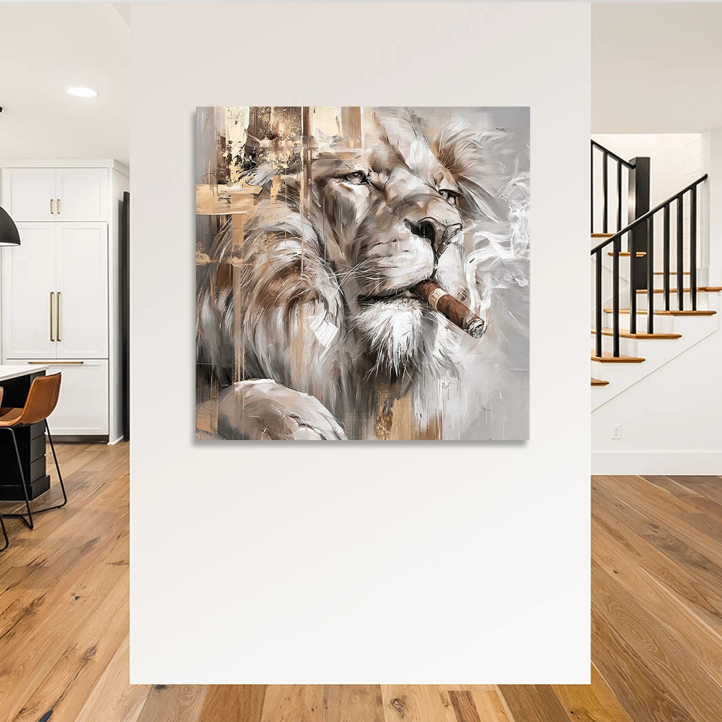 Löwe mit Zigarre Wandbild