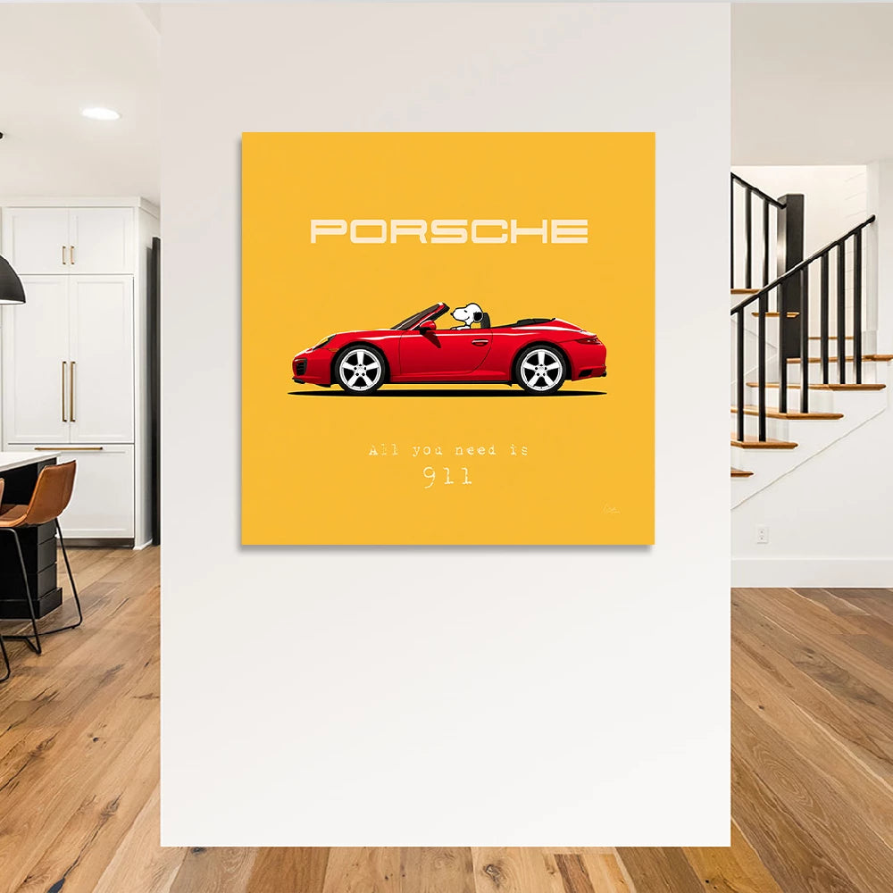 Snoopy Porsche 911 Wandbild