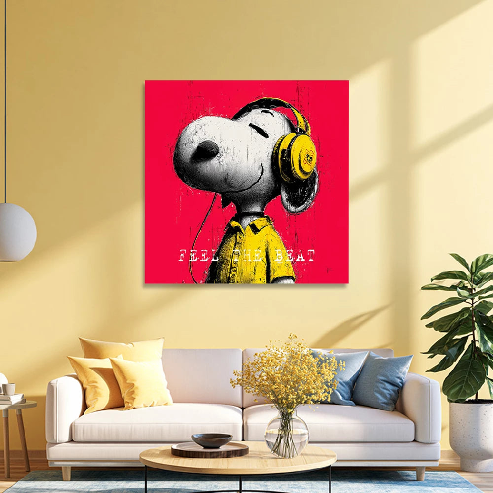 Snoopy Feel The Beat Wandbild