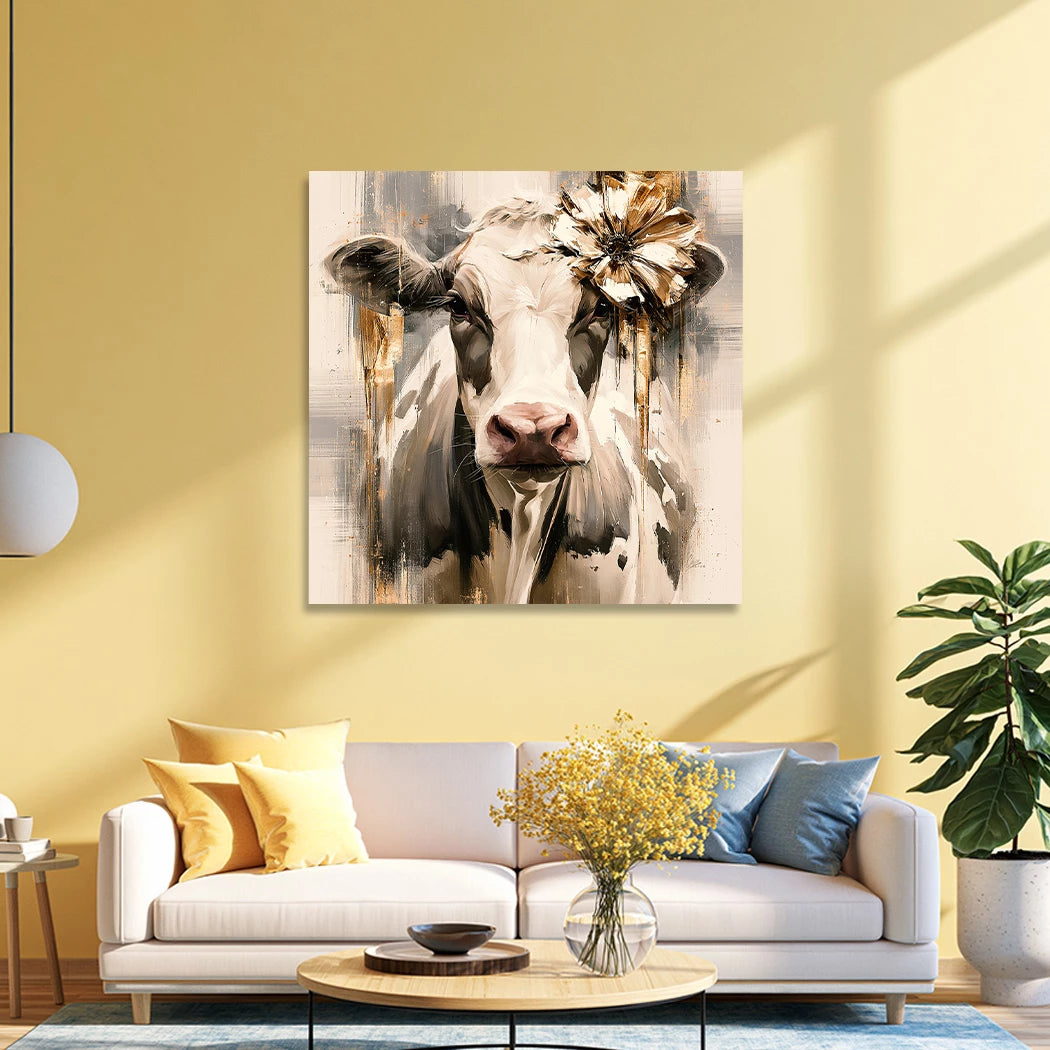 Kuh Blumenpoesie Wandbild